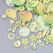 Ornament Accessories, PVC Plastic Paillette/Sequins Beads, Mixed Shapes, Green Yellow, 3~21x3~21x0.4~3mm, Hole: 1~1.6mm(PVC-T005-075B)