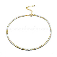 Brass Tennis Necklaces, with Cubic Zirconia Cup Chains and Lobster Claw Clasps, Clear, 13 inch(33cm)(NJEW-I104-13A)