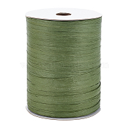 Flat Raffia Paper Ribbon, for Gift Wrapping, Party Decorations, Olive Drab, 6~6.5mm, about 328.08 Yards(300m)/Roll(OCOR-BC0006-20C)