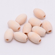 Unfinished Natural Wooden Beads, Egg Shaped Rugby Wood Beads, Oval, BurlyWood, 15x10mm, Hole: 2mm, 100pcs/bag(WOOD-WH0109-04B)