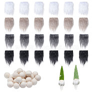 2 Sets 2 Colors Polyester Beard, with Wood Beads, Christmas Gnome Party Costume Accessories, Mixed Color, 200x100~105x6mm, 1 set/color(DIY-GL0004-112)