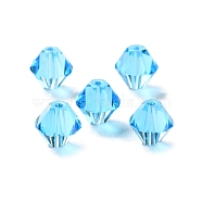 K9 Glass, Imitation Austrian Crystal Beads, Faceted, Bicone, Deep Sky Blue, 6x6x6mm, Hole: 0.9mm(GLAA-R001-08-27)