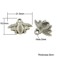 Tibetan Style Alloy Pendants, Cadmium Free & Lead Free, Bees, Antique Silver, 16.5x21.5x3mm, Hole: 2mm(TIBEP-S018-AS-LF)