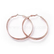 Brass Big Hoop Earrings, with 925 Sterling Silver Pin, for Women, Rose Gold, 57~59x5mm, Pin: 0.7mm(EJEW-L234-09RG)