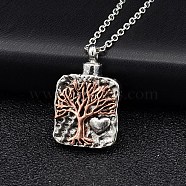 Two Tone Alloy Urn Ashes Necklaces, Tree of Life Pendant Necklace, Antique Silver & Antique Golden, 15.75~23.62 inch(40~60cm)(PW-WG72189-01)