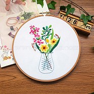 Flower Pattern DIY Embroidery Starter Kits, including Embroidery Fabric & Thread, Needle, Instruction Sheet, Colorful, 290x290mm(DIY-P077-104)