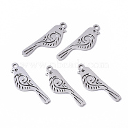 201 Stainless Steel Pendants, Laser Cut, Bird, Stainless Steel Color, 21x7x1mm, Hole: 1.4mm(STAS-N091-110)