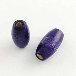 Dyed Natural Wood Beads, Egg Shaped Rugby Wood Beads, Oval/Oblong, Lead Free, Indigo, 15x7~8mm, Hole: 3mm, about 3800pcs/1000g(WOOD-Q003-15x7mm-02-LF)