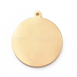 PVD Vacuum Plating 304 Stainless Steel Stamping Blank Tag Charms, Manual Polishing, Flat Round, Golden, 17x15x1mm, Hole: 0.8mm(X-STAS-G215-10-G01)