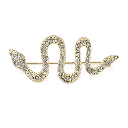 Alloy Rhinstone Brooches, Snake, Golden, 24x58mm(JEWB-I036-06G-A)