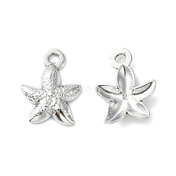 304 Stainless Steel Charms, Starfish Charms, Stainless Steel Color, 13.5x10x2.3mm, Hole: 1.5mm(STAS-L269-063P)