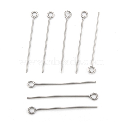 Tarnish Resistant 304 Stainless Steel Eye Pin, Stainless Steel Color, 30mm, Hole: 2mm, Pin: 0.7mm(STAS-D448-A-019P)