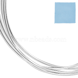 0.5M Dead Soft 925 Sterling Silver Wire, Round, with Suede Fabric Square Silver Polishing Cloth, Silver, (18 Gauge)1mm(STER-BBC0006-37)