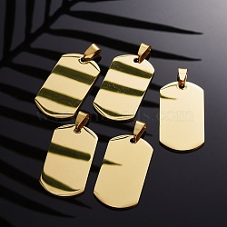 304 Stainless Steel Big Pendants, Manual Polishing, Blank Stamping Tags, Rectangle, Golden, 38x21x1.8mm(STAS-I140-19F-G)