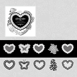 Lacer Theme Waterproof PET Decorative Stickers, Heart, 56~63x69~70x0.01mm, 10Pcs/set(STIC-U003-02C)