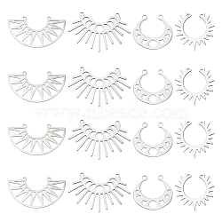 16Pcs 4 Style 201 Stainless Steel Laser Cut Pendants, Gear, Stainless Steel Color, 19~24x19~39x1mm hole: 1.4~1.5mm, 4pcs/style(STAS-DC0005-47)