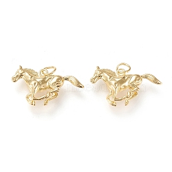 Brass Pendants, Cadmium Free & Lead Free, with Jump Rings, Long-Lasting Plated, Horse, Golden, 15.5x29.5x5.5mm, Hole: 3.5mm(X-KK-K250-02G)