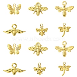 12Pcs 6 Styles 304 Stainless Steel Pendants, Insects, Golden, 12~17x12~22x1.5~2.5mm, Hole: 1~2.5mm, 2pcs/style(STAS-CJ0003-20)