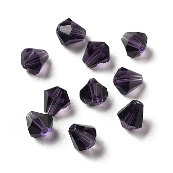 Glass Imitation Austrian Crystal Beads, Faceted, Diamond, Dark Orchid, 8x7.5mm, Hole: 0.9mm