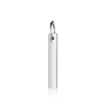 201 Stainless Steel Pendants, Rectangle, Stamping Blank Tag, Stainless Steel Color, 15x3x1.5mm, Hole: 3mm