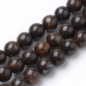Natural Bronzite Beads Strands, Round, 12mm, Hole: 1mm, about 34pcs/strand, 15.7 inch