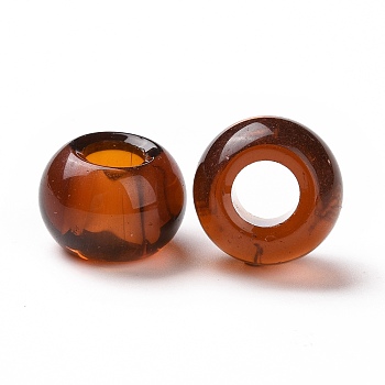 Glass European Beads, Large Hole Beads, Rondelle, Chocolate, 15x10mm, Hole: 5mm