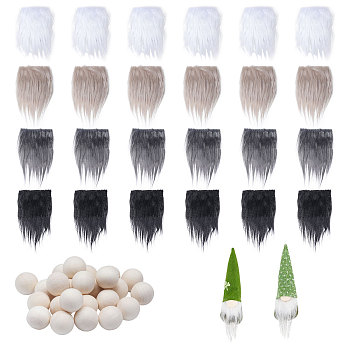 2 Sets 2 Colors Polyester Beard, with Wood Beads, Christmas Gnome Party Costume Accessories, Mixed Color, 200x100~105x6mm, 1 set/color