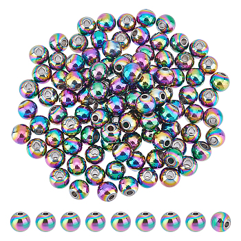 Unicraftale 100Pcs 304 Stainless Steel Beads, Rondelle, Rainbow Color, 8x6.5mm, Hole: 2.5mm