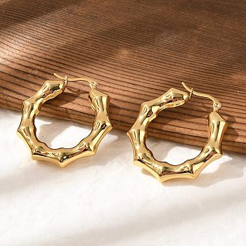 304 Stainless Steel Polygon Hoop Earrings, Golden, 38x38.5x6.5mm