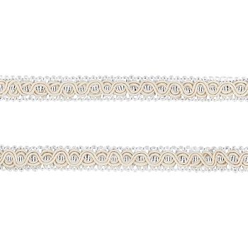 Polyester Trim Sewing Lace, Handmade Sweater Ribbon Trim Decorative Belt Centipede Braided Lace Ribbon Skirt Collar Sleeve Side, Floral White, 3/8 inch(11mm)