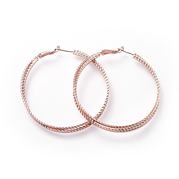 Brass Big Hoop Earrings, with 925 Sterling Silver Pin, for Women, Rose Gold, 57~59x5mm, Pin: 0.7mm