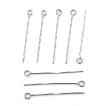 304 Stainless Steel Eye Pin, Stainless Steel Color, 30mm, Hole: 2mm, Pin: 0.7mm
