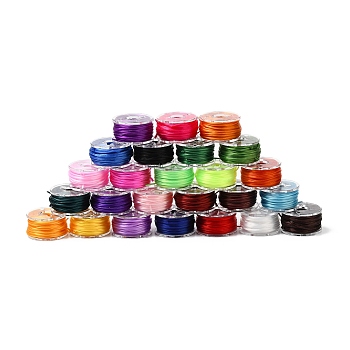 25 Rolls 25 Color Round Elastic Crystal String, Elastic Beading Thread, for Stretch Bracelet Making, Mixed Color, 1mm, about 6.56 Yards(6m)/roll, 1 Roll/color