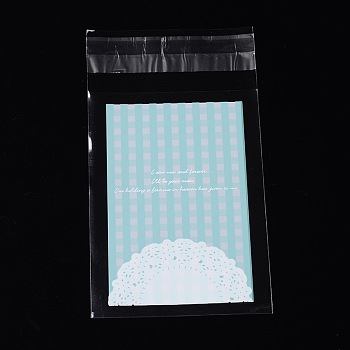 Rectangle OPP Cellophane Bags, Sky Blue, 13x7cm, Unilateral Thickness: 0.035mm, Inner Measure: 9.9x7cm, about 95~100pcs/bag