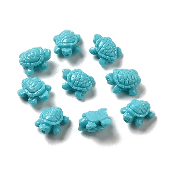 Opaque Resin Beads, Tortoise, Medium Turquoise, 9.5x8x4.5mm, Hole: 1mm