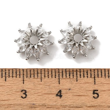 Brass Micro Pave Clear Cubic Zirconia Bead Caps(KK-C072-01A-P)-3