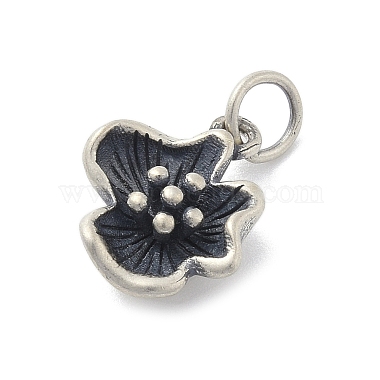 925 Sterling Silver Flower Charms with Jump Rings and 925 Stamp(STER-M021-02AS-03)-2