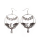 Bat with Moon Phase Alloy Dangle Earrings(EJEW-G345-01AS)-1