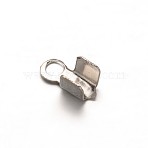 Tarnish Resistant 304 Stainless Steel Folding Crimp Ends, Fold Over Crimp Cord Ends, Stainless Steel Color, 6x3x2.5mm, Hole: 1mm(X-STAS-E103-09A)