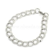 Fashionable 304 Stainless Steel Cuban Link Chain Bracelets, with Lobster Claw Clasps, Stainless Steel Color, 8-5/8 inch~9-1/4 inch(220~235mm), 11.5mm(STAS-A028-B058P)