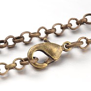 Iron Cross Chain Rolo Chain Necklace Making, Antique Bronze, 27.7 inch(X-NJEW-JN01384-04)