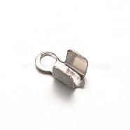 304 Stainless Steel Folding Crimp Ends, Fold Over Crimp Cord Ends, Stainless Steel Color, 6x3x2.5mm, Hole: 1mm(X-STAS-E103-09A)