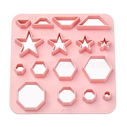 ABS Plastic Cookie Cutters, Trapezoid/Star/Hexagon/Octagon, Pink, 100x100mm(BAKE-YW0001-013)
