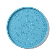 Tarot Theme DIY Flat Round Divination Coaster Food Grade Silicone Molds, Resin Casting Molds, for UV Resin & Epoxy Resin Craft Making, Sun Pattern, 105x6.5mm, Inner Diameter: 99mm(DIY-G083-02D)