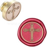 DIY Scrapbook, Brass Wax Seal Stamp Head, Cross, Golden, 25x14mm(AJEW-WH0099-332)