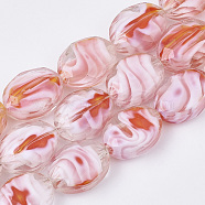 Glass Beads Strands, Faceted, Oval, Misty Rose, 16x12x7.5mm, Hole: 1mm, about 50pcs/strand, 31.50''(80cm)(GLAA-S187-01C)