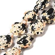 Synthetic Turquoise Dyed Beads Strands, Fuel Injection Effect, Sea Turtle, Black, 17~18x14~14.5x7mm, Hole: 1.6mm, about 22~23pcs/strand, 14.96''~15.35''(38~39cm)(G-P507-05G)