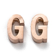 Ion Plating(IP) 304 Stainless Steel Charms, Alphabet, Rose Gold, Letter.G, 8.5x5x3mm, Hole: 1.8mm(STAS-K216-41G-RG)