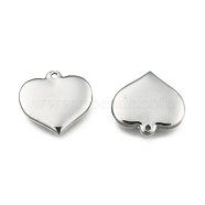 304 Stainless Steel Stamping Blank Tag Heart Pendants, Stainless Steel Color, 16x17.5x3mm, Hole: 1mm(STAS-R063-02)