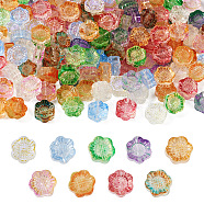 Pandahall 135Pcs 9 Color Transparent Electroplated Glass Beads, Sunflower, for Jewelry Making, Mixed Color, 12.5x11.5x6mm, Hole: 1mm, 15Pcs/color(GLAA-TA0001-31)
